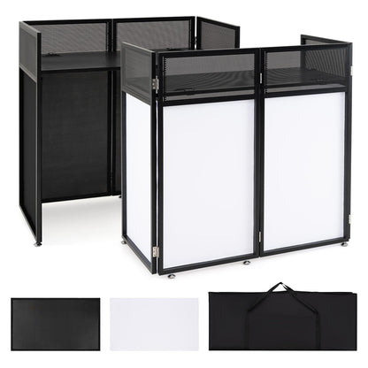 Portable DJ Booth with Black/White Scrims, Mesh Table & Carry Bag