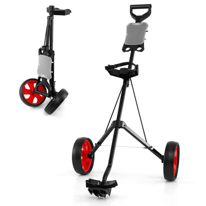 Folding Golf Push Pull Cart, Lightweight 2 Wheels Golfs Bag Trolley with Convenient Handle