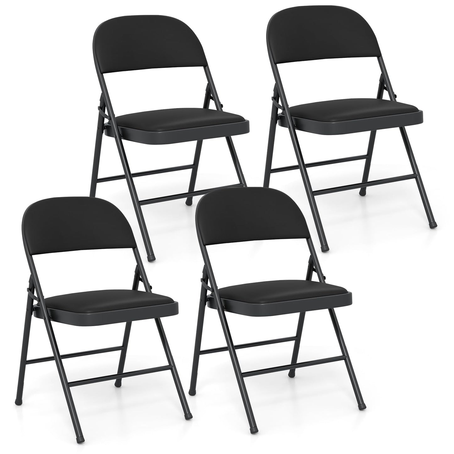 Set of 2 or 4 Folding Padded Party PVC Leather Stackable Chairs