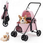 Pet Stroller, Foldable Dog Pushchair with 360°Swivel Wheels