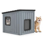 Cat House Pet Kennel with 2 PVC Doors and Sloped Roof