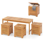 4-Piece Garden Bench and Storage Box Set, Acacia Wood Backless Patio Bench and Deck Boxes