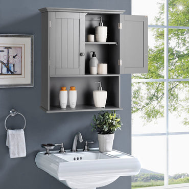 Wooden Wall Mounted Medicine Cabinet with Double Door
