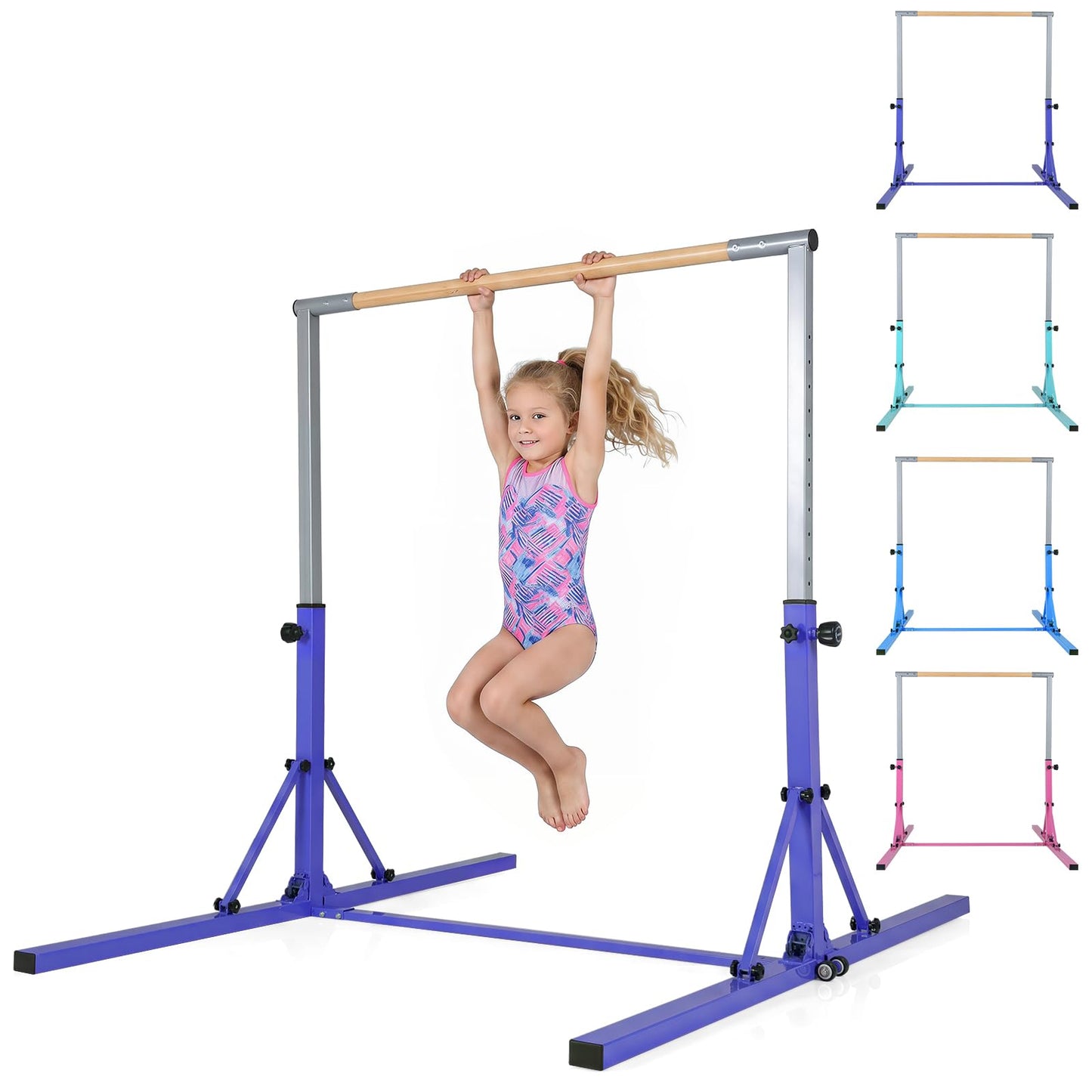 Foldable Gymnastics Bar, 90-150cm Height Adjustable Training Bar