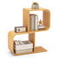 S Shaped Bookcase Bamboo Bookshelf Decorative Storage Organizer