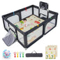 Toddler Mesh Play Pen with Mat, Pull Rings