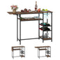 Rectangular Bar Table with RGB LED Lights, Foldable Top & Remote