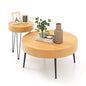 Solid Wood Center Nesting Tables Set of 2 with Water-ripple Tabletop