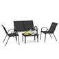 4-Piece Garden Furniture Set, Metal Frame Patio Conversation Set with Loveseat