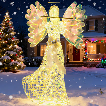 Lighted Angel Christmas Decoration with Flute and 250 LED Lights