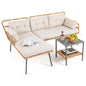 L Shaped Patio Conversation Set with Cushions & Coffee Table