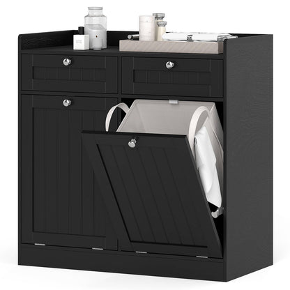 Double Tilt-Out Laundry Hamper Cabinet with Removable Baskets