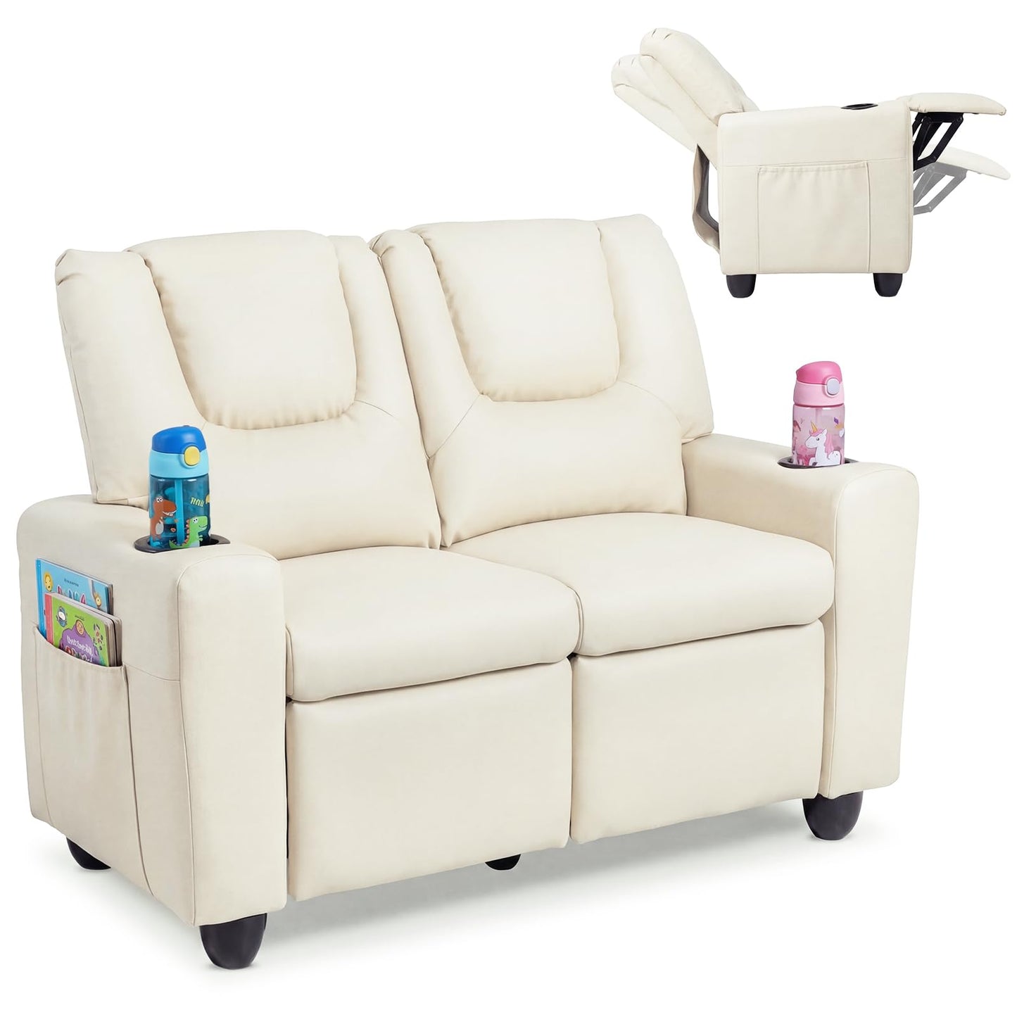 Kids Recliner Chair, 2-Seater Children Sofa