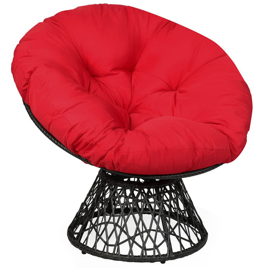 Swivel Rattan Papasan Chair Glider Deep Seat with Cushion