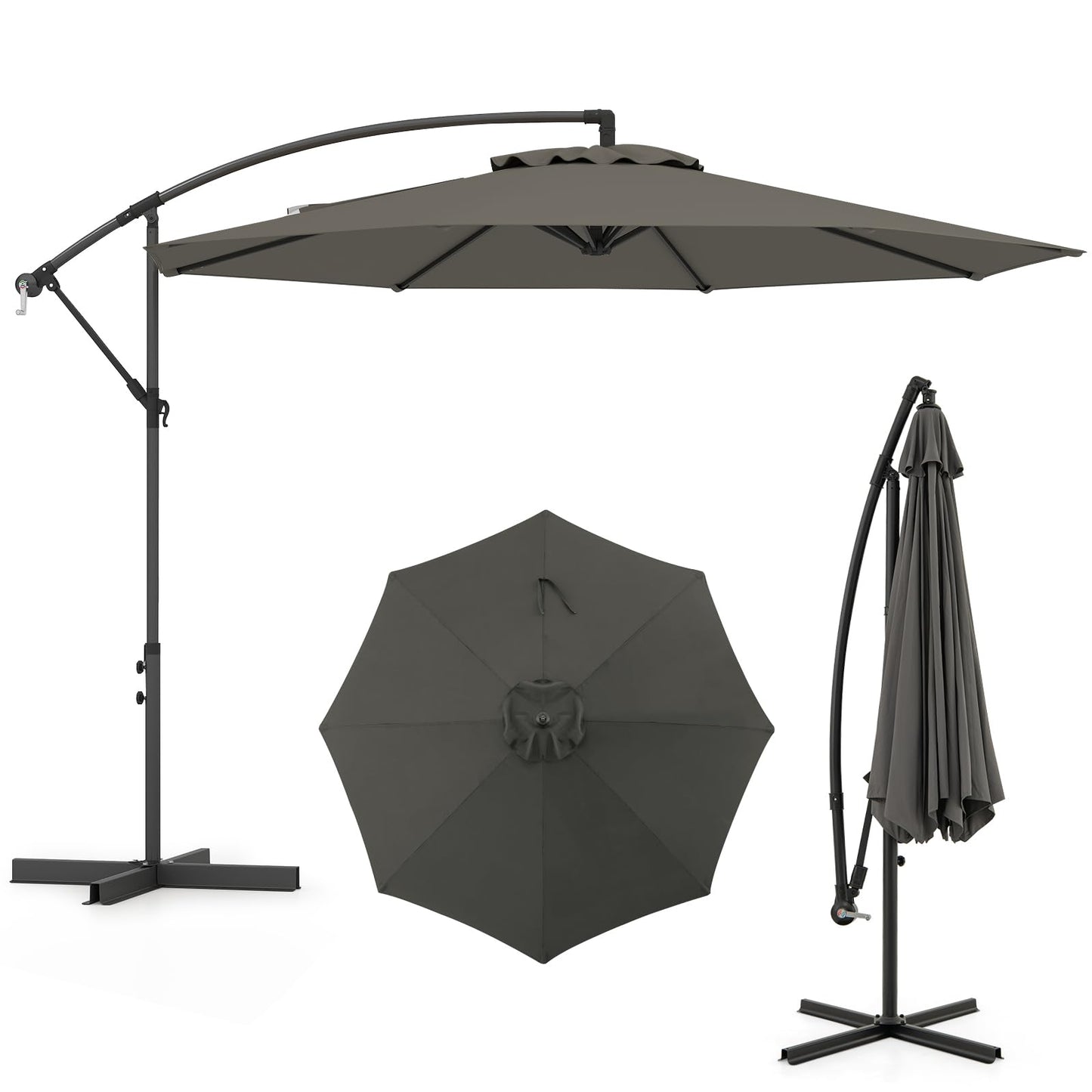 295 cm Patio Offset Umbrella with Easy Tilt Adjustment and Crossed Base