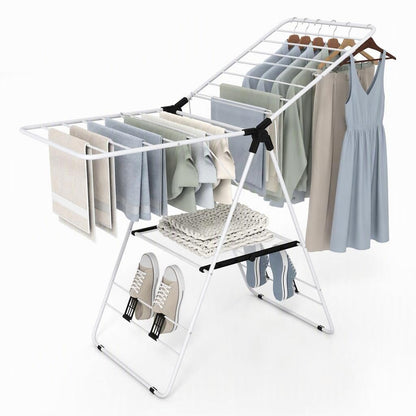 Clothes Airer, Foldable Drying Rack with Adjustable Wings