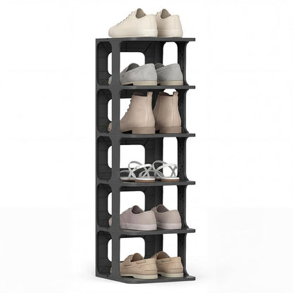 6-Tier Shoe Rack, Stackable Tall Shoe Storage Organizer Vertical Shelf