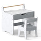 Giantex Kids Table and Chair Set Wooden Children Table with Reversible Blackboard Tabletop
