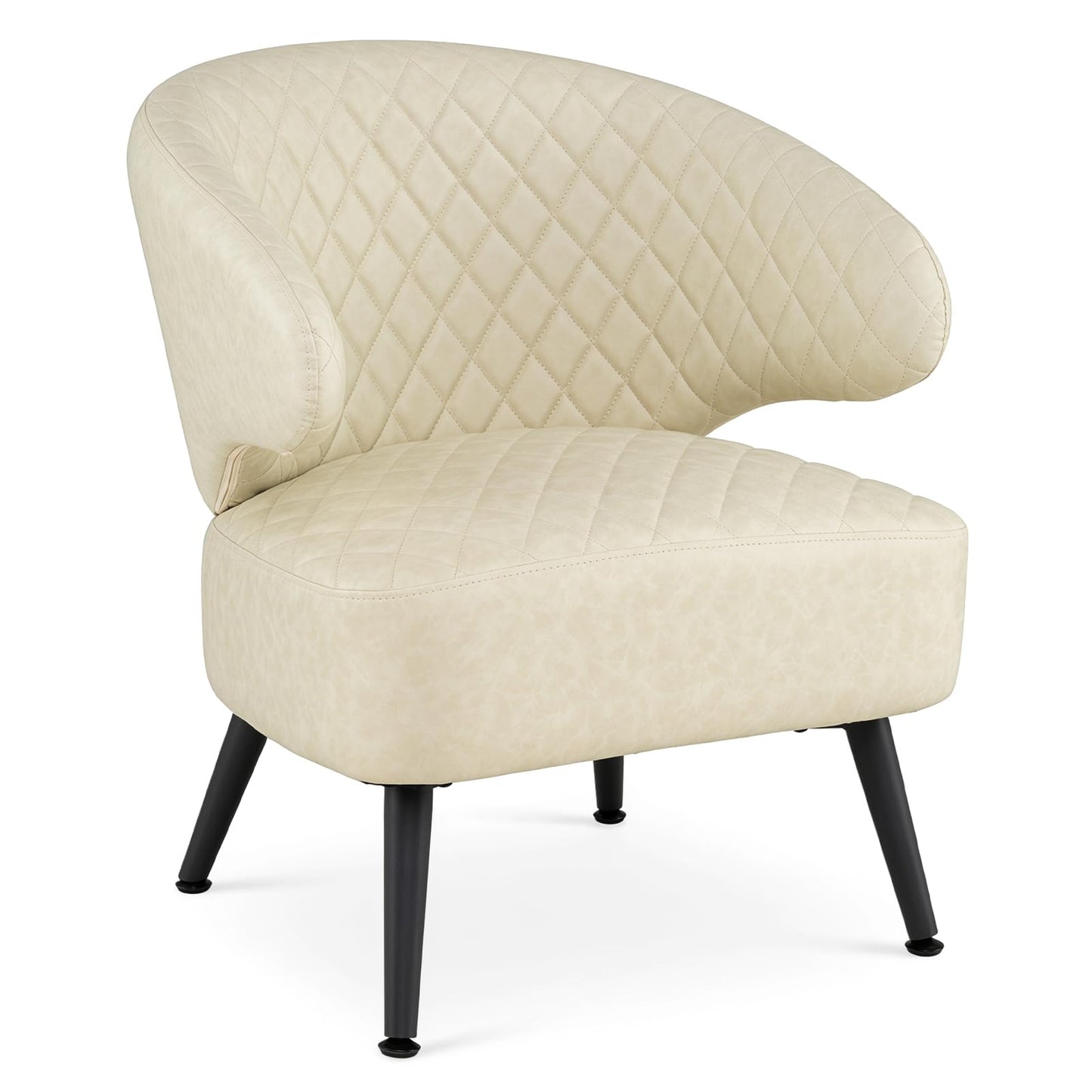 Mid Century Accent Chair Comfy PU Leather Upholstered Armchair