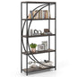 5-Tier Industrial Etagere Bookshelf with Open Storage Shelves and Arc-Shaped Design