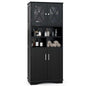 Freestanding Storage Cupboard with Open/Adjustable Shelves and Doors
