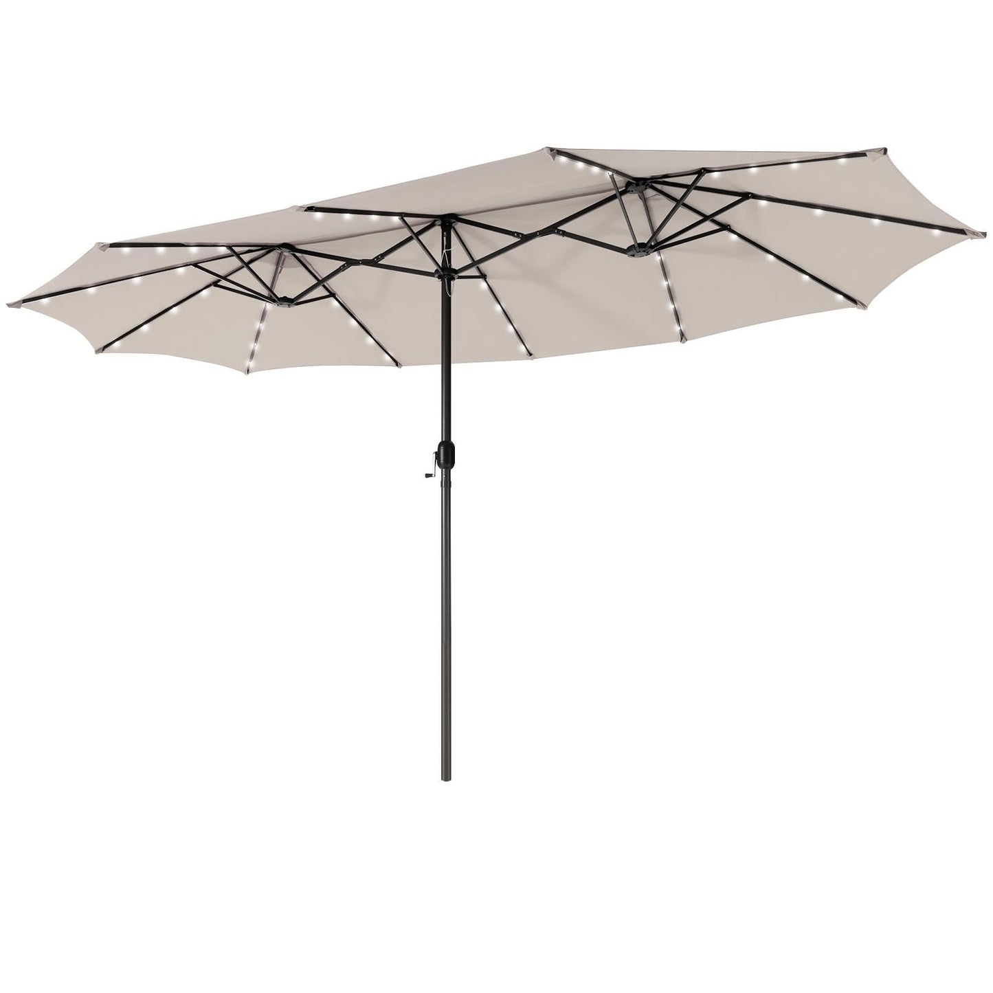 4.5m Large Patio Umbrella with 48 Solar-Powered LED Lights