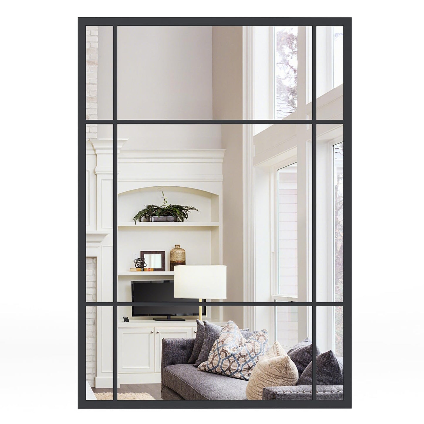 Decorative Wall Mirror, 100x70cm Large Rectangular Hanging Window Mirror