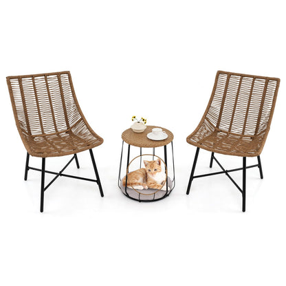 Outdoor Wicker Conversation Table Chair Sets for Garden Balcony Poolside