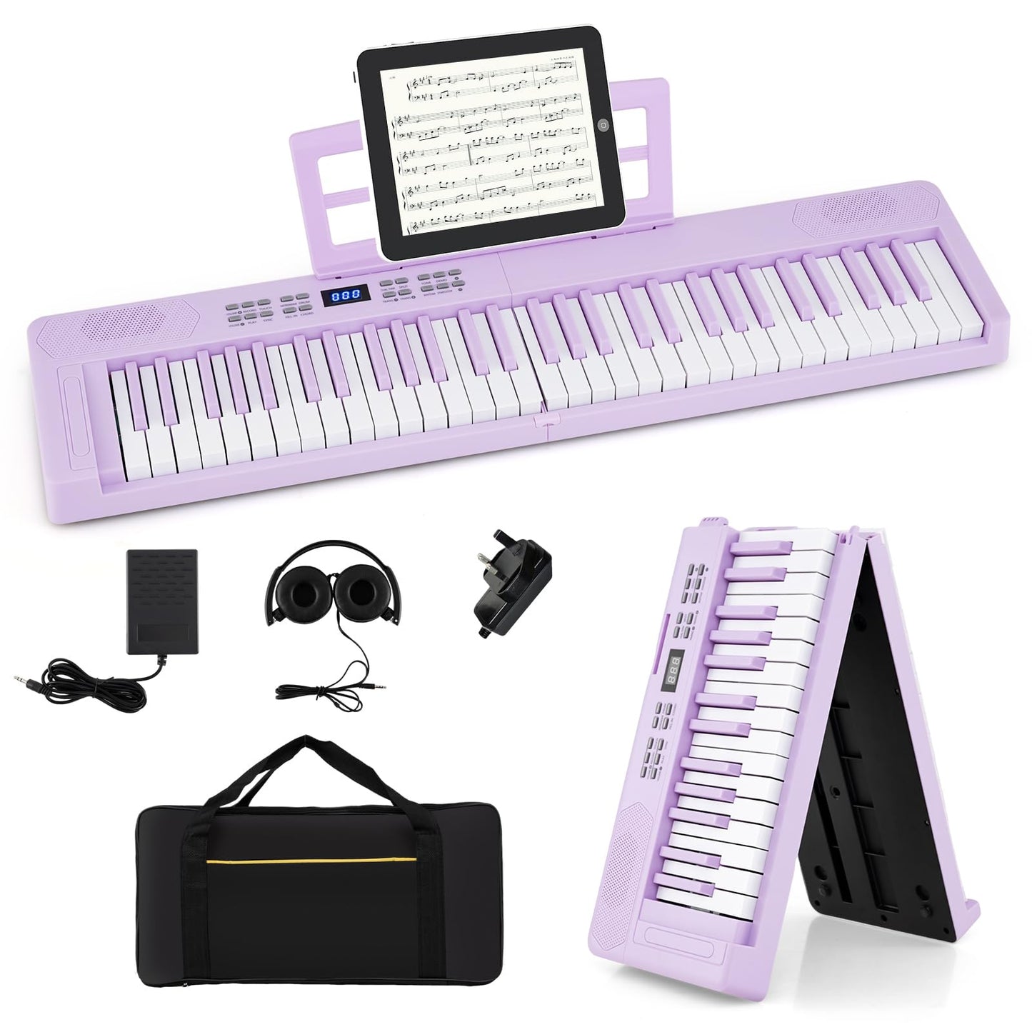 61 Key Folding Digital Piano Keyboard, Portable Full Size Electric Piano