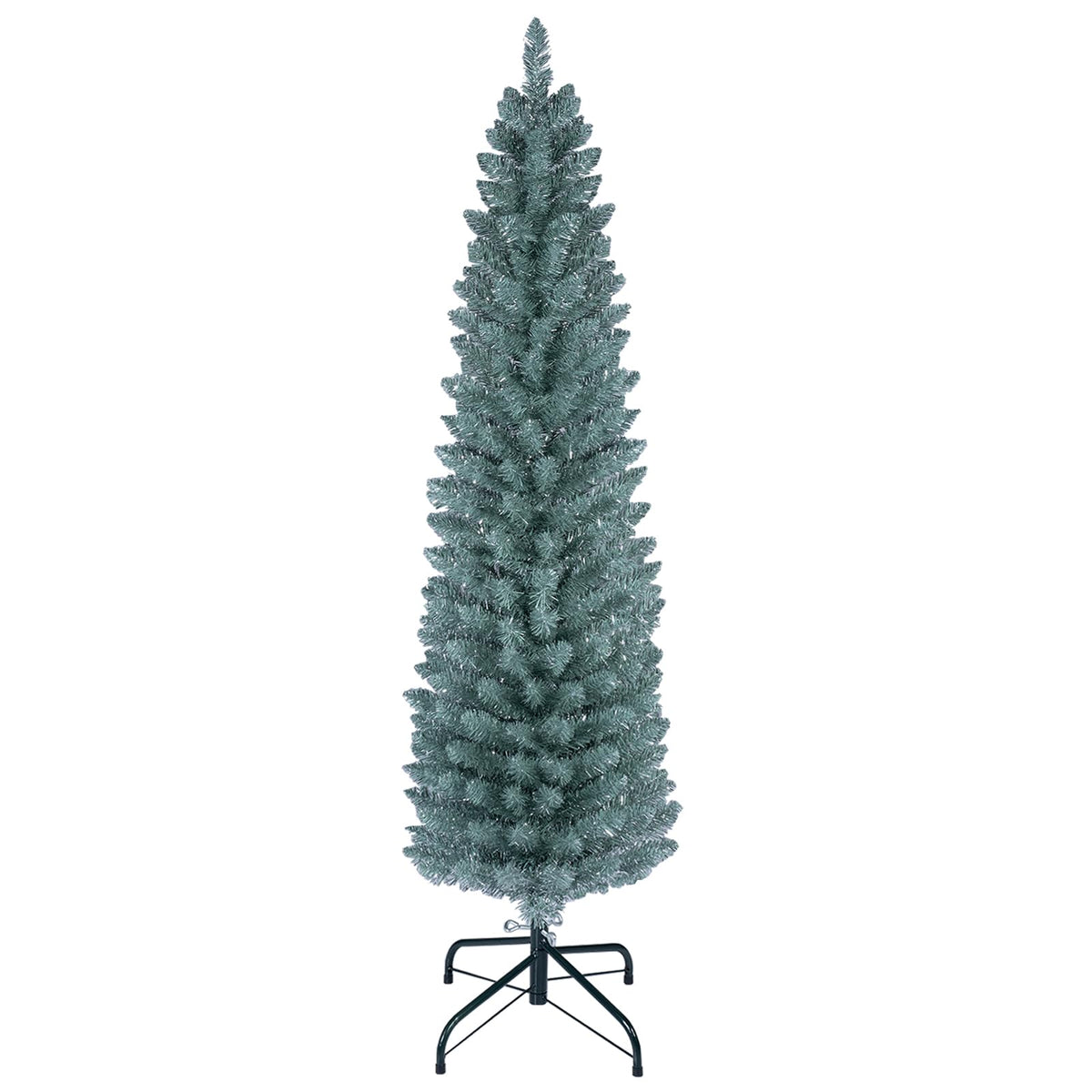 5FT/6FT/7FT Green Pencil Slim Christmas Tree, Traditional Artificial Pine Xmas Tree