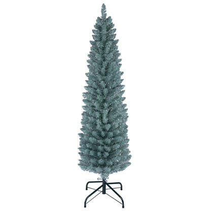 5FT/6FT/7FT Green Pencil Slim Christmas Tree, Traditional Artificial Pine Xmas Tree