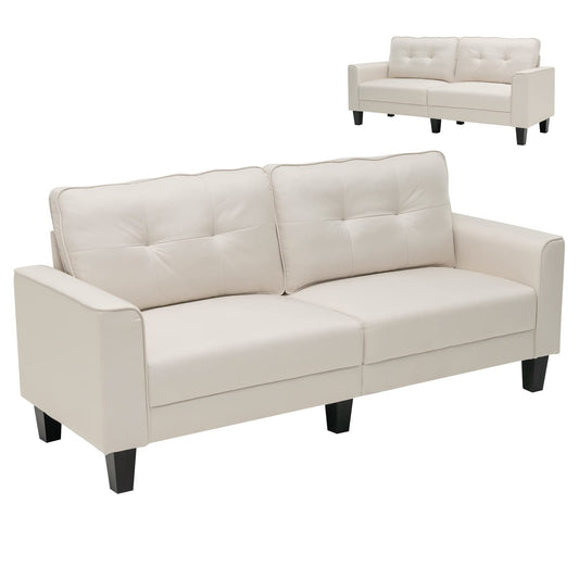 Modern Upholstered Corner Sofa Couch with 2 Removable Back Cushions