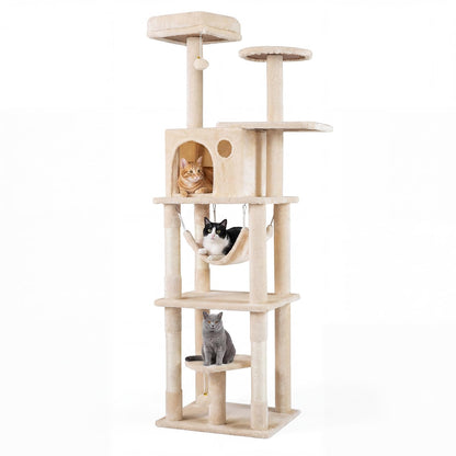 Cat Tree, 168cm Tall Modern Cats Tower with 2 Perches, Hammock, Condo