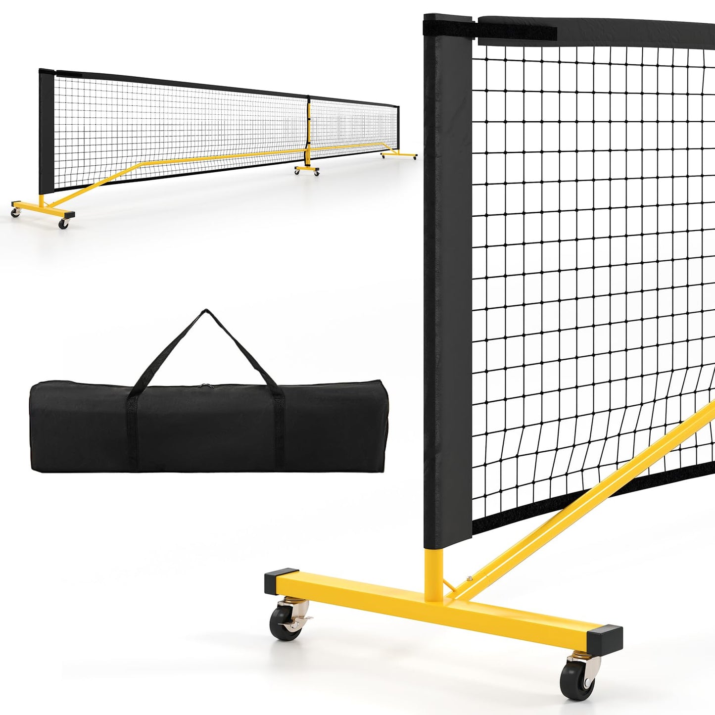 Portable Regulation Size Pickle Ball Net System with 6 Lockable Wheels