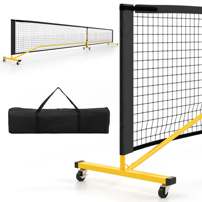 Portable Regulation Size Pickle Ball Net System with 6 Lockable Wheels