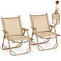 Set of 2 Portable Beach Chairs for Adults with Armrests