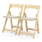 Set of 2 Foldable Kitchen Chair with Rubber Wood Legs and Padded Seat