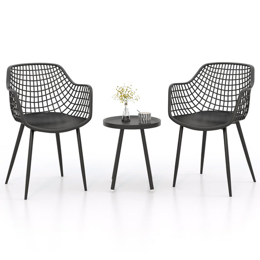 Giantex 3 Piece Patio Bistro Set, Garden Furniture Set with PP Seat and Tabletop
