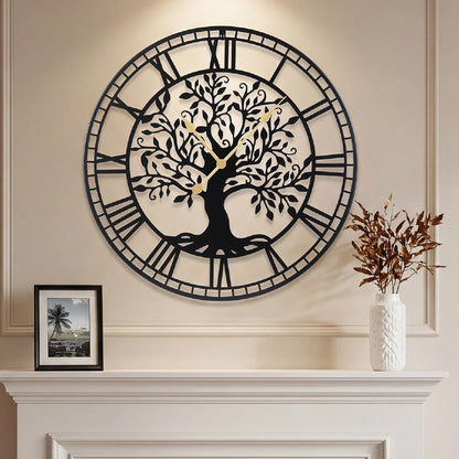 Large Wall Clock, 27”/68cm Metal Non-Ticking Decorative Clock
