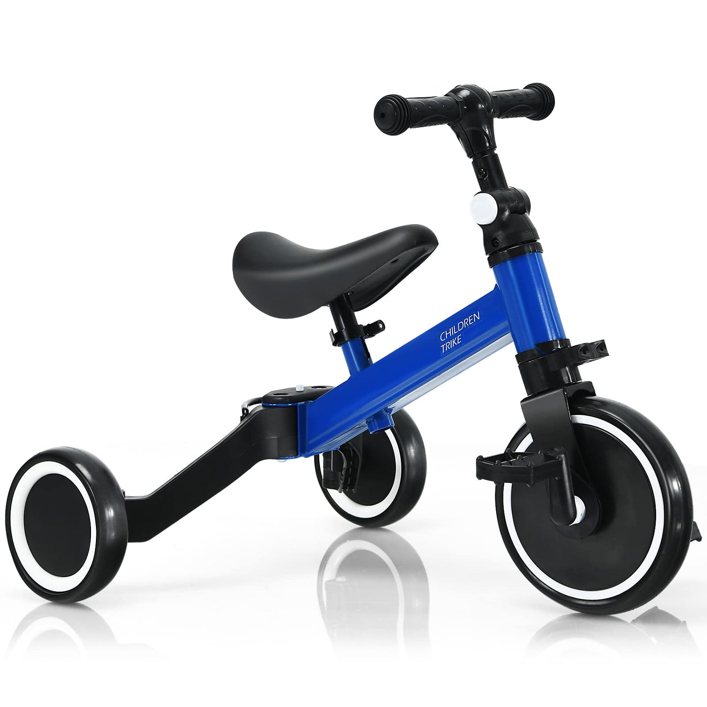 3 in 1 Kids Trike, Folding Baby Tricycle with Adjustable Handlebar and PU Seat