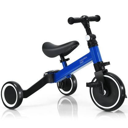 3 in 1 Kids Trike, Folding Baby Tricycle with Adjustable Handlebar and PU Seat
