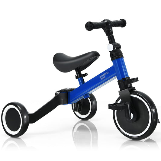 3 in 1 Kids Trike, Folding Baby Tricycle with Adjustable Handlebar and PU Seat