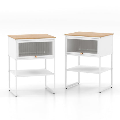 3-Tier Side Table with Storage Shelf for Living Room and Bedroom Set of 2