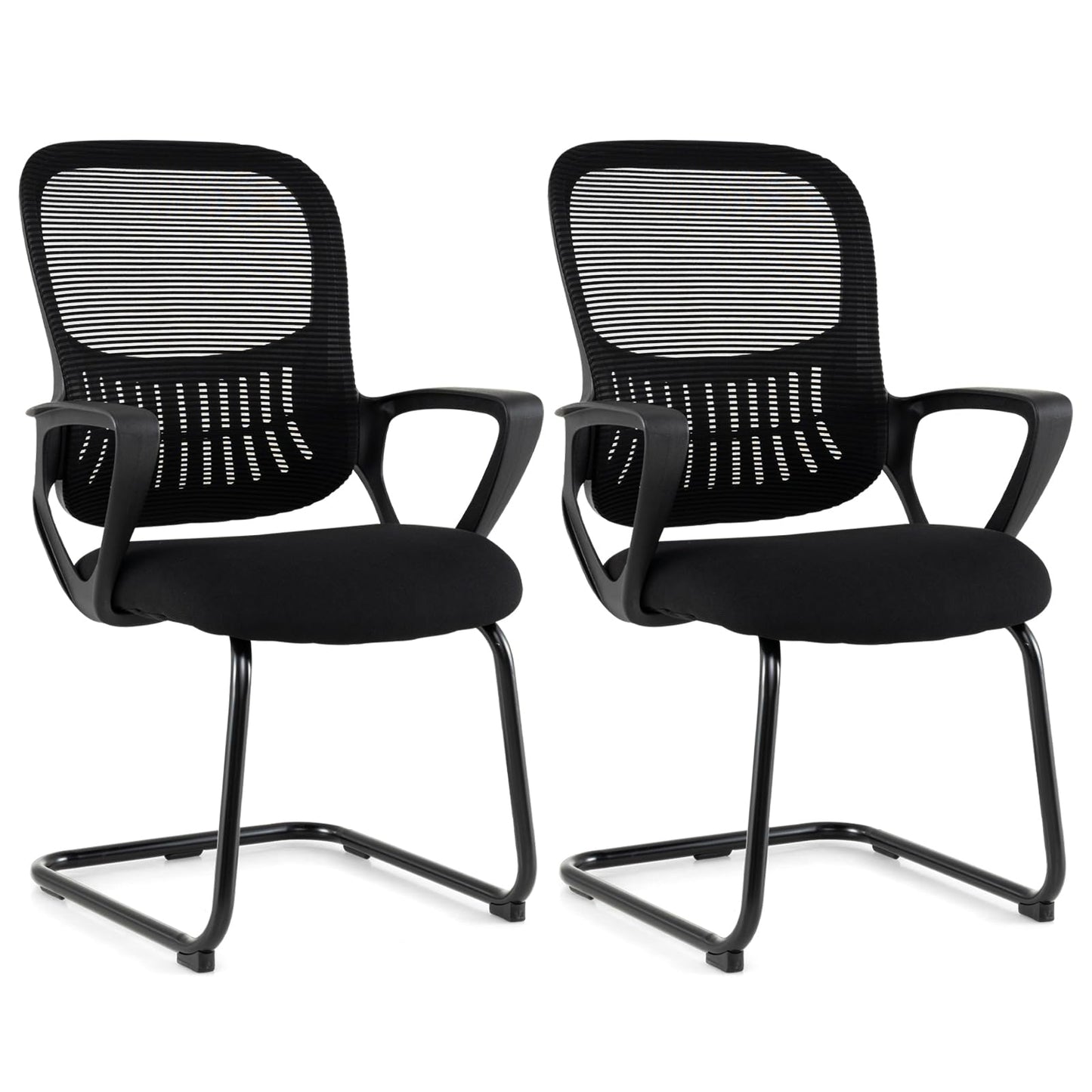 2PCS Conference Chairs, Metal Base Reception Chairs with Breathable Mesh Back