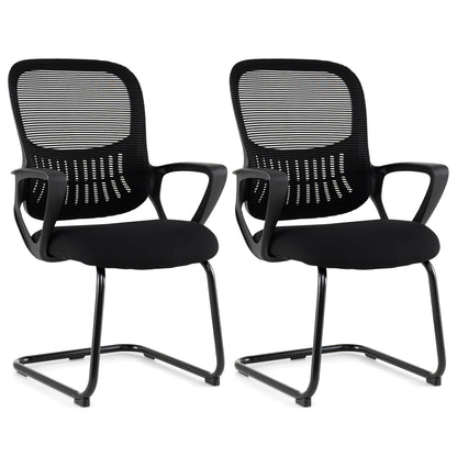 2PCS Conference Chairs, Metal Base Reception Chairs with Breathable Mesh Back