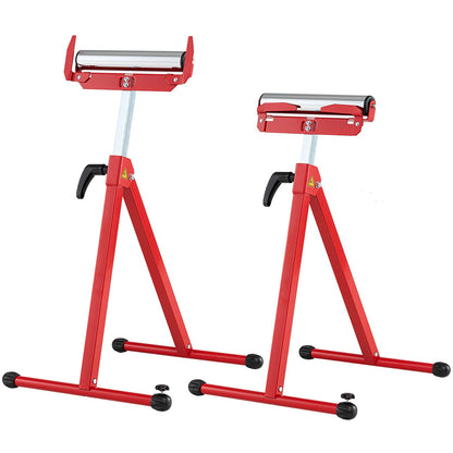 2-Pack Folding Roller Stands, 115KG Load Capacity Per Stand, 72-114cm Adjustable Height