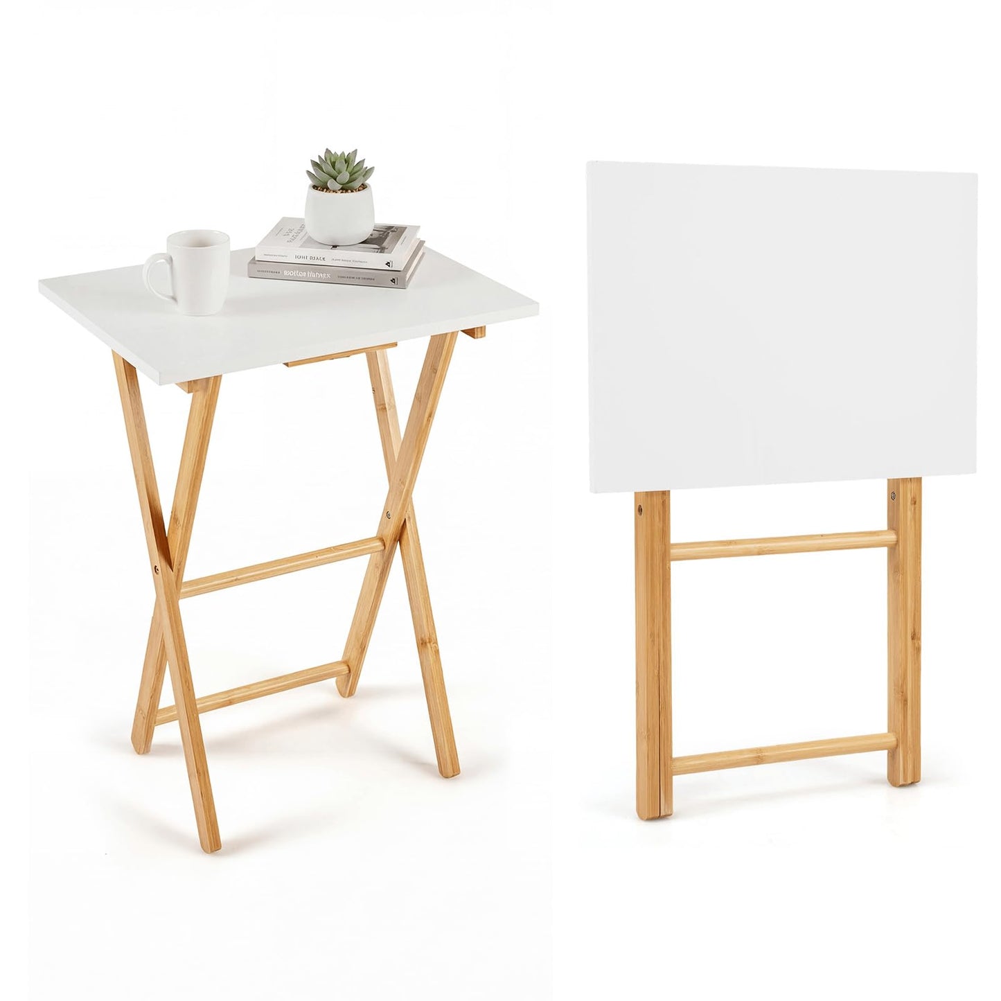 Folding Tables Set of 2, Portable TV Trays Table Small Sofa Side Tables