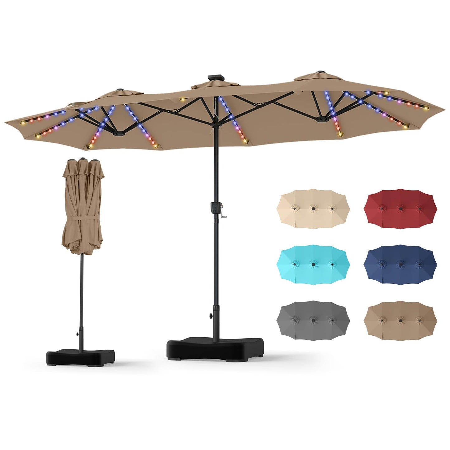 4m Double Sided Garden Parasol, Extra Large Outdoor Sun Umbrella