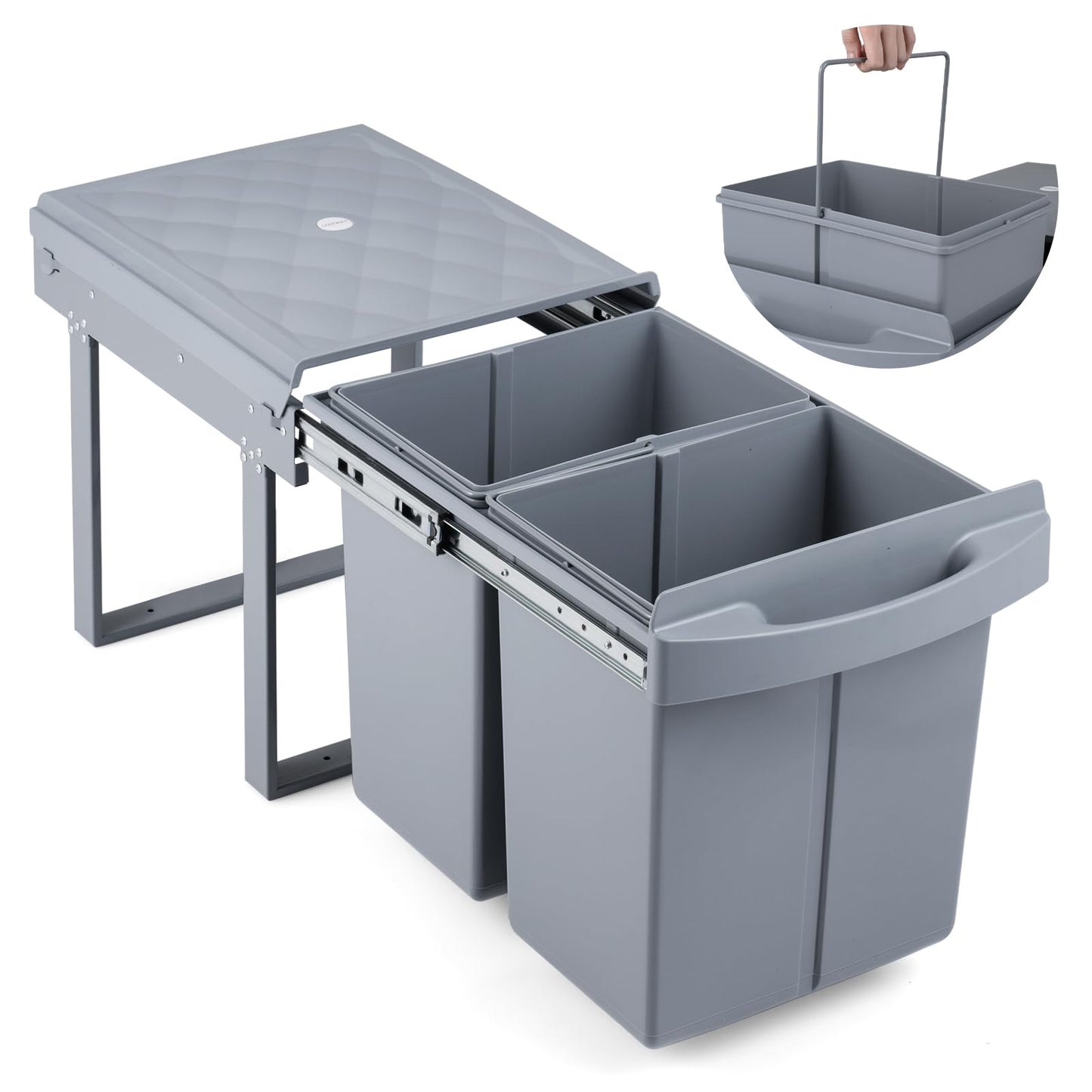 40L Built-in Pull Out Trash Can Under Cabinet Under Sink