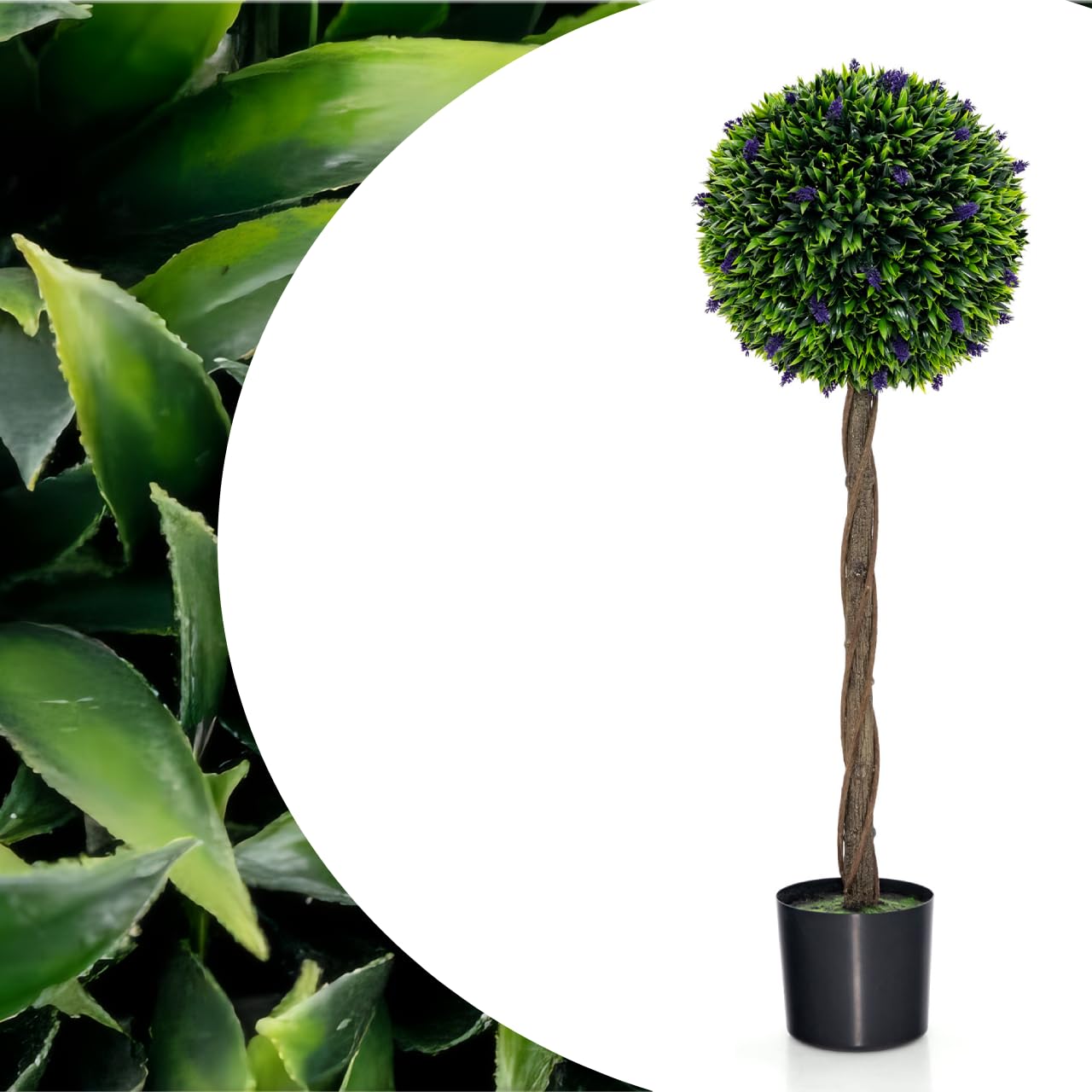 115 CM Artificial Boxwood Topiary Tree Fake Lavender Ball Plant